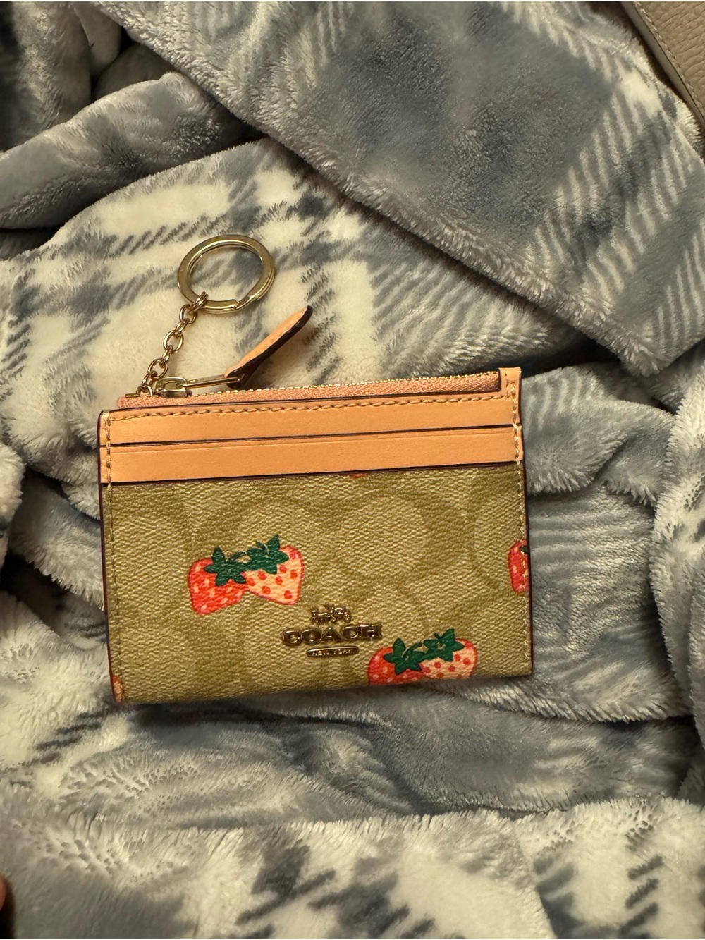 Coach Strawberry Print Card Case Key Holder -